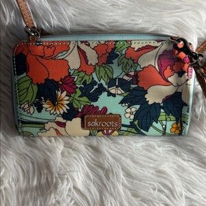 Sakroots Floral Canvas Crossbody in Mint, Pink & Navy